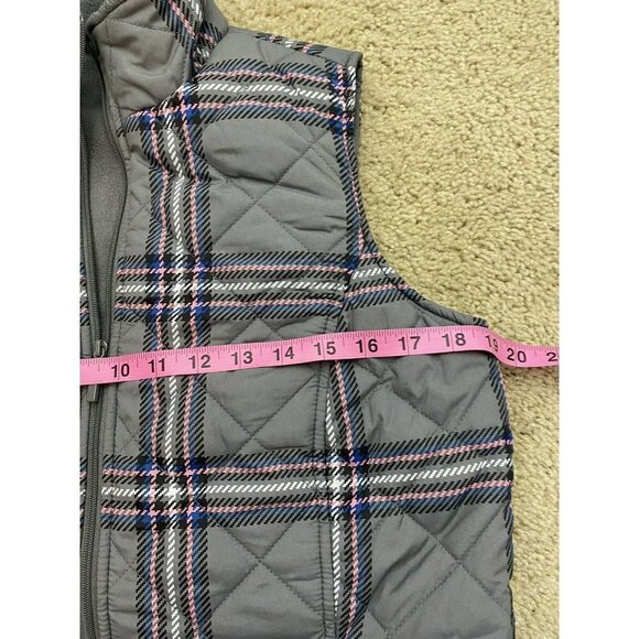 D&Co. Womens Quilted Vest Size XS Plaid Gray Pink Zip Up - Picture 6 of 7